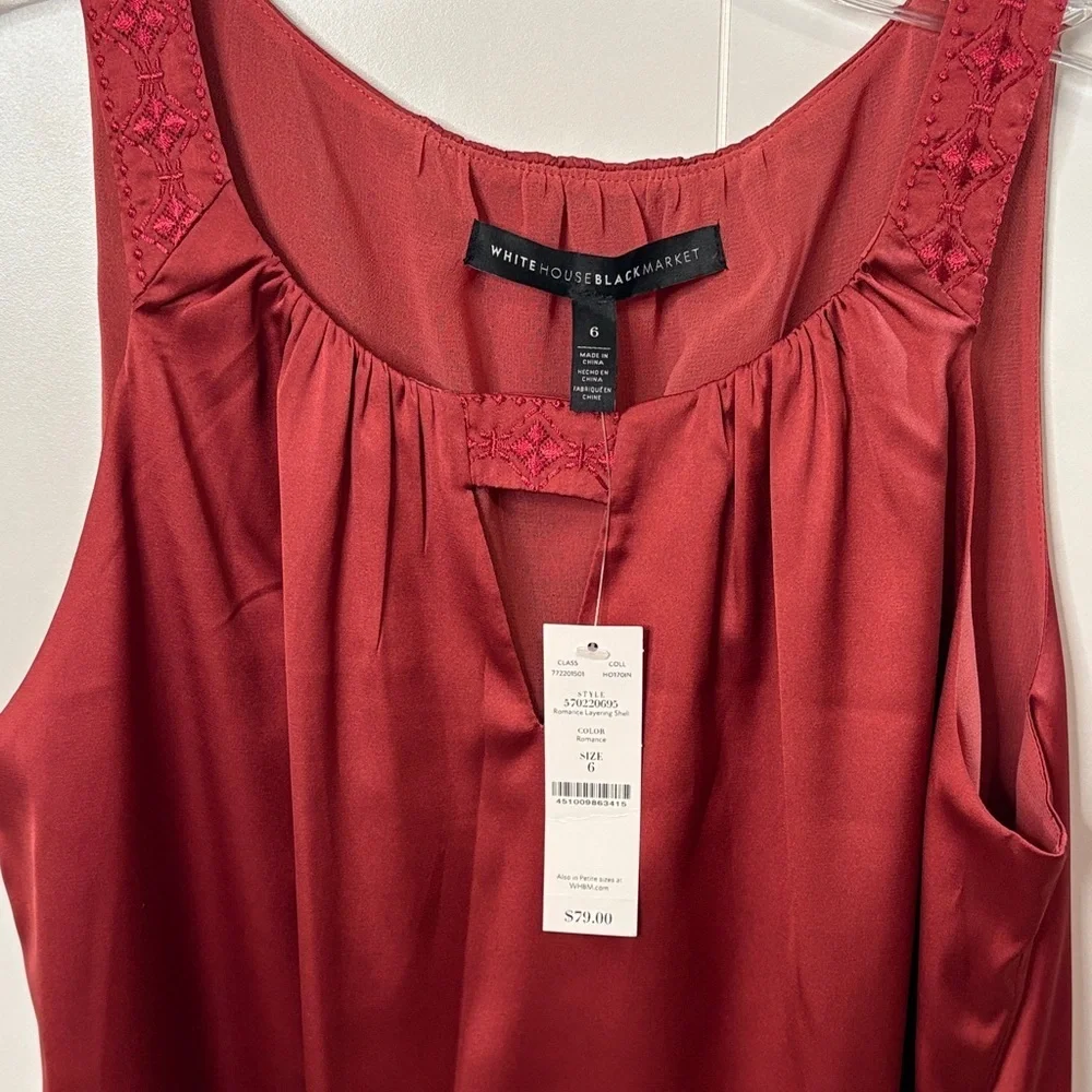 Elegant Burnished Red Satin Sleeveless Top with Strap Stitching - Picture 2 of 6